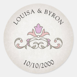 Vintage Bibliotek Bok Story Fairy Tale Bröllop Runt Klistermärke