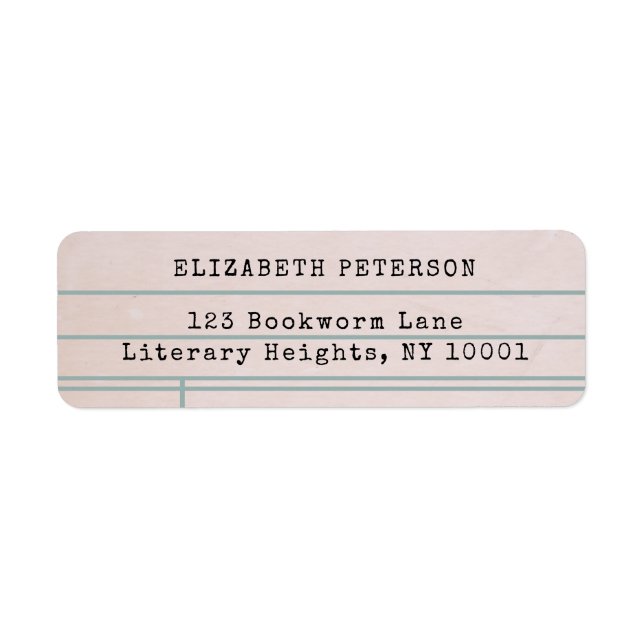 Vintage Bibliotek Card Studenten Returadress  Returadress Etikett (Framsidan)