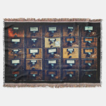 Vintage bibliotek-kort, träskåp, rustik
