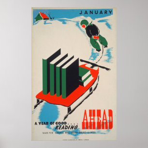 Vintage Bibliotek Poster