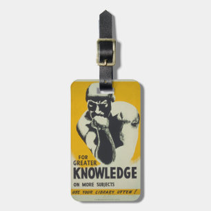 Vintage Bibliotek Poster Knowledge Thinker Retro W Bagagebricka