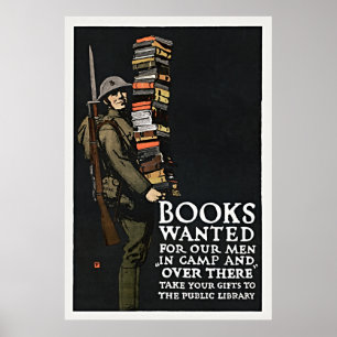 Vintage Bibliotek Poster - Retro PowerArt