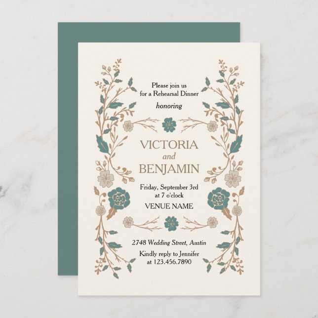 Vintage Bibliotek Rehearsal Inbjudan (Fram/baksida)