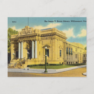 Vintage, Bibliotek, Williamsport, Pennsylvania Vykort