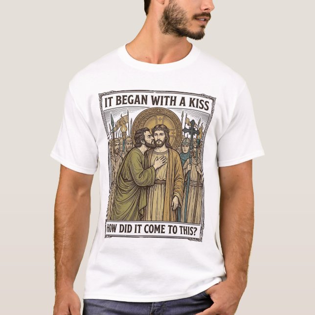 Vintage biblisk förrädarkys t shirt (Framsida)