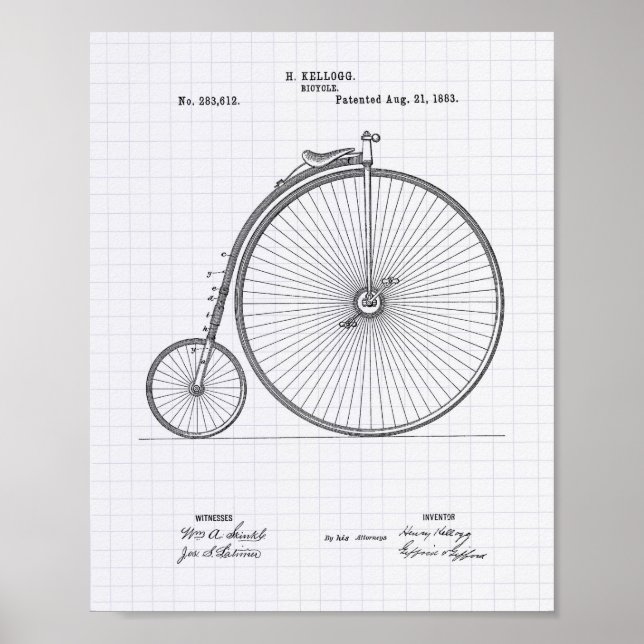 Vintage Bicycle 1883 Patent Art - Led Peper Poster (Framsidan)
