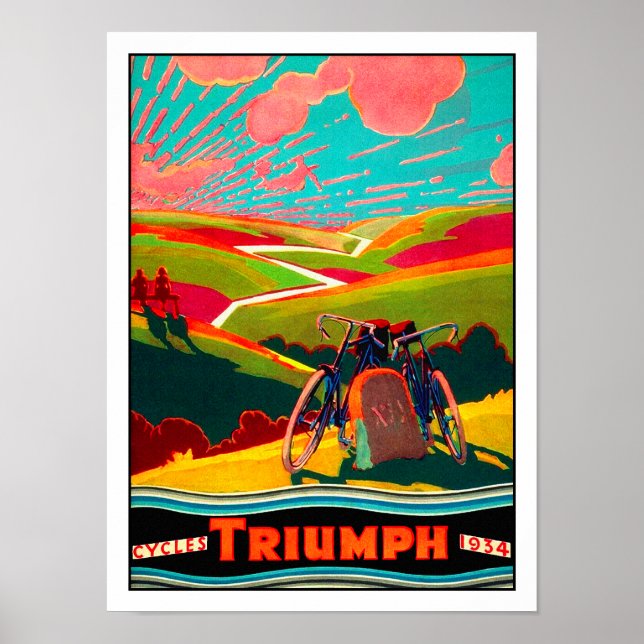Vintage Bicycle Ad - Bike on Hillside Poster (Framsidan)