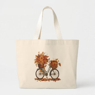 Vintage Bicycle & Autumn Harvest Watercolor Flower Jumbo Tygkasse