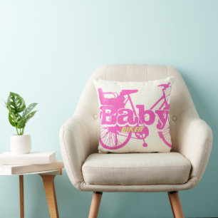 Vintage Bicycle Baby Seat Rosa Girly Baby Pillow Kudde