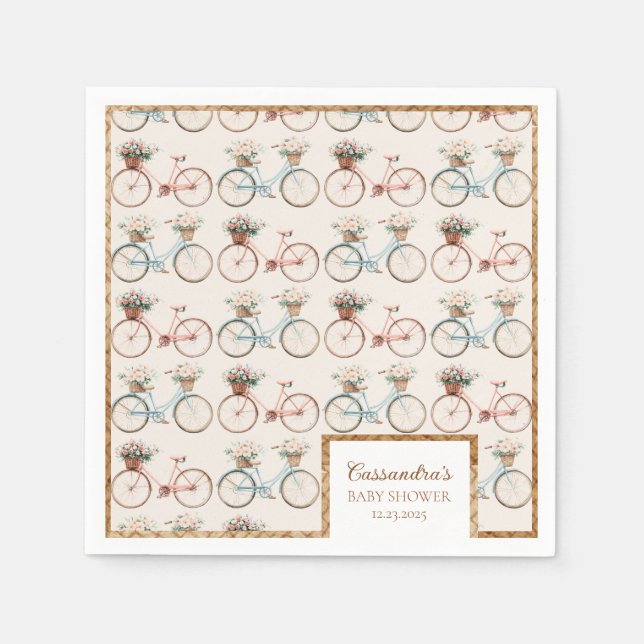 Vintage Bicycle Baby Shower Pappersservett (Framsidan)