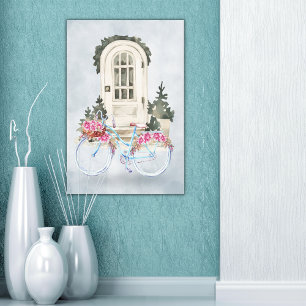 Vintage Bicycle Cruiser with Flowers Stretched Canvastryck