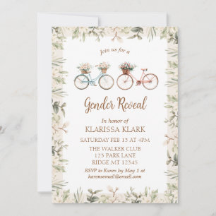 Vintage Bicycle Cute Gender Reveal Inbjudningar