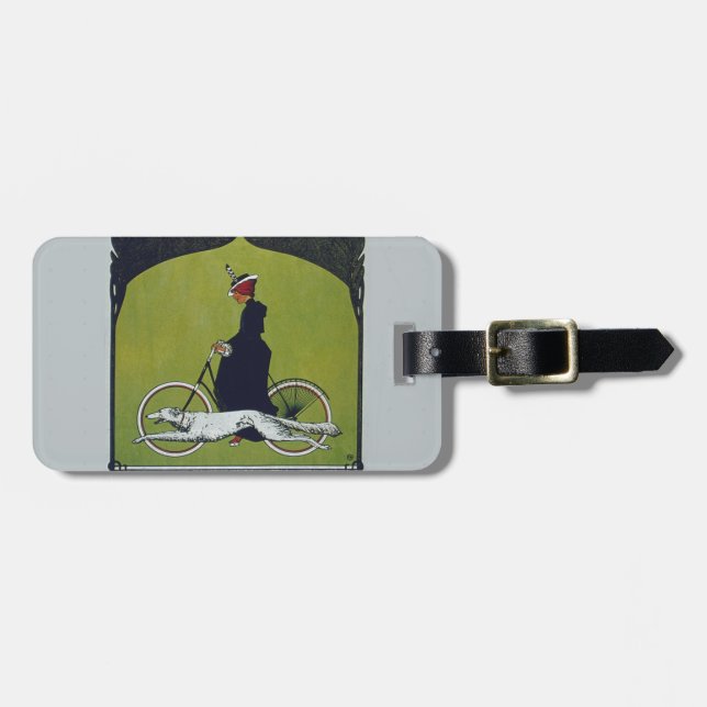 Vintage Bicycle Dam & Hund Bagagebricka (Horisontell Framsida)