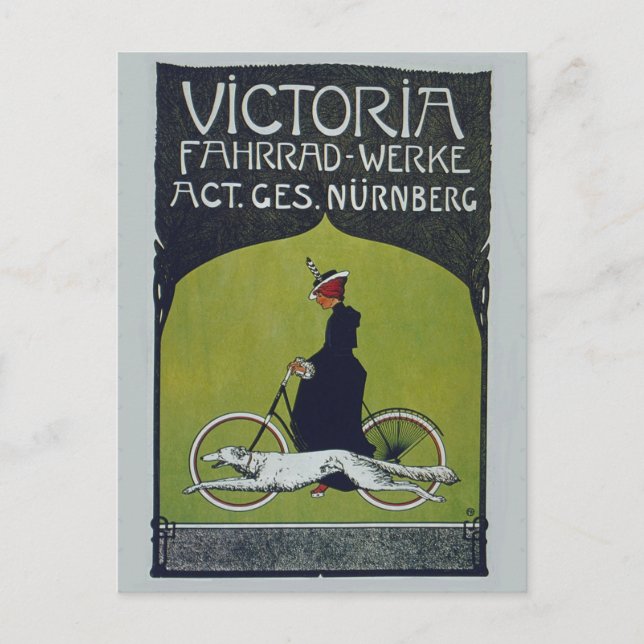 Vintage Bicycle Dam & Hund Vykort (Framsida)