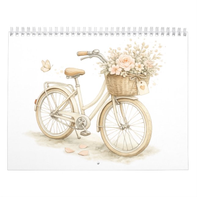 Vintage Bicycle Floral Wall Calendar Kalender (Omslag)