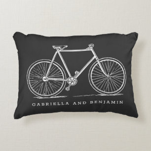 Vintage Bicycle Illustration i svart Personlig Prydnadskudde