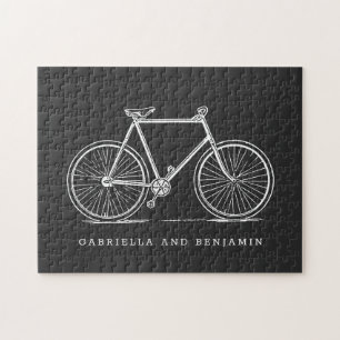 Vintage Bicycle Illustration i svart Personlig Pussel