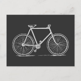 Vintage Bicycle Illustration in Black and White Vykort