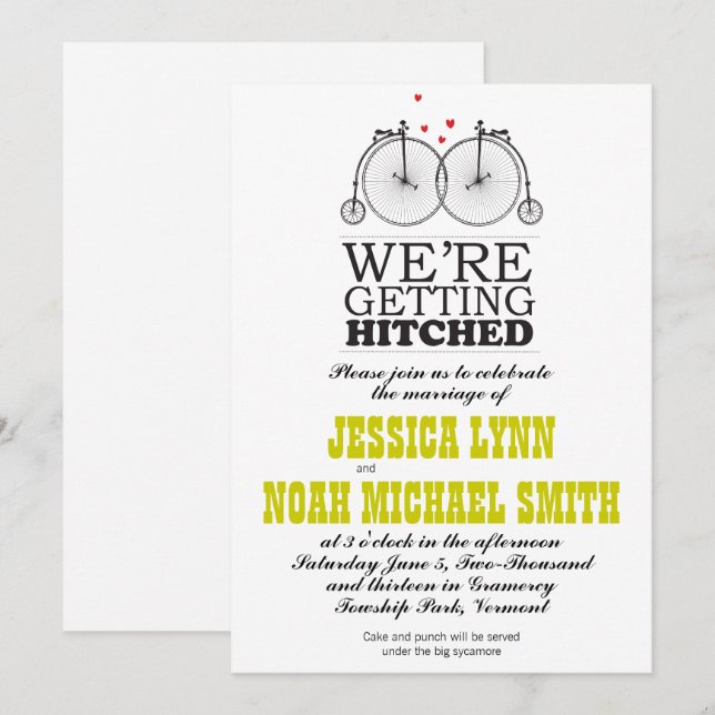 Vintage Bicycle Kärlek Inbjudningar (Fram/baksida)