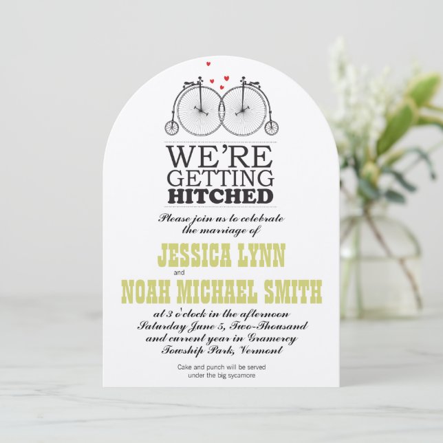 Vintage Bicycle Kärlek Inbjudningar (Stående Fram)