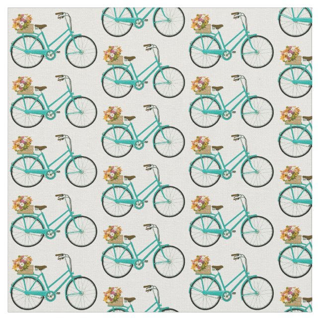 Vintage Bicycle med Basket sommarstuga i blomma Tyg (Närbild)
