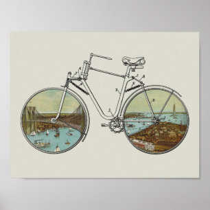 Vintage Bicycle Patent Art New York City Print Poster