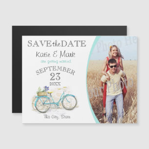 Vintage Bicycle Photo Save Date Magnetisk Inbjudningskort