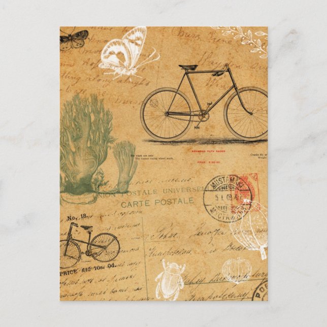 Vintage Bicycle Postcard Vykort (Framsida)