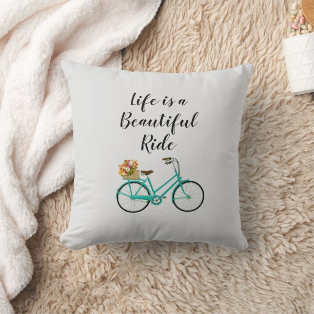 Vintage Bicycle Quote Vacker Ride Illustration Kudde (Filt)