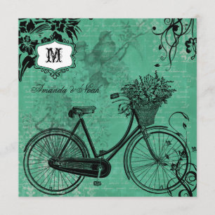 Vintage Bicycle Square bröllopsinbjudning Inbjudningar