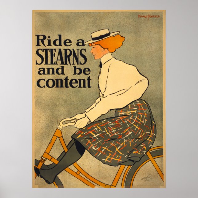 Vintage Bicycle Stearns and Art Poster kvinnor (Framsidan)