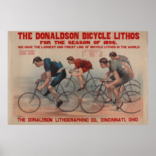 Vintage Bicycle Tävling Donaldson Ad Art Poster (Framsidan)