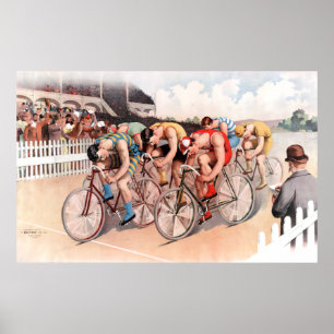 Vintage Bicycle Tävling Scene Poster