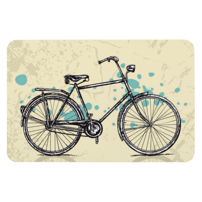 Vintage Bicycle Teckning Magnet (Horisontell)