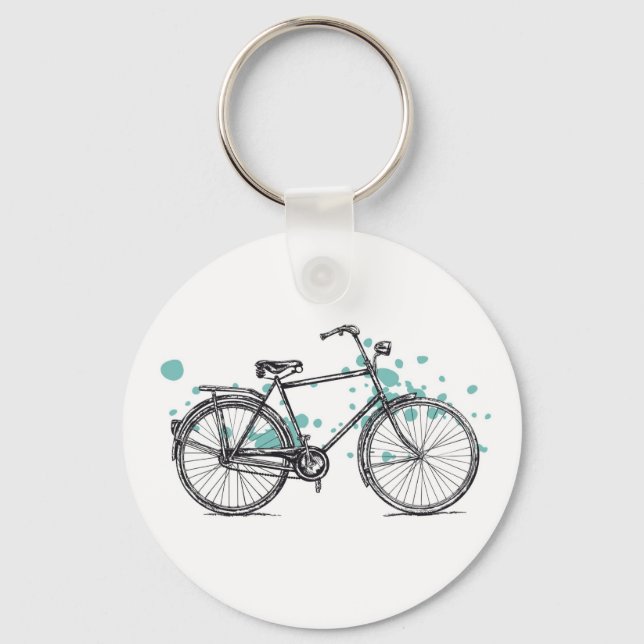 Vintage Bicycle Teckning Nyckelring (Framsida)
