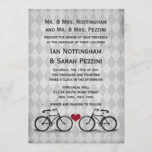 Vintage Bicycle Wedding bjudits in Inbjudningar