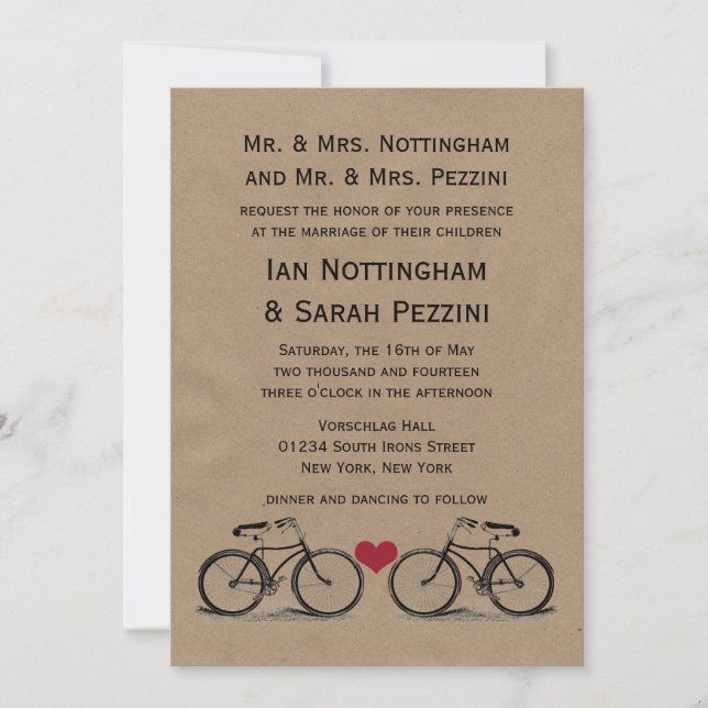 Vintage Bicycle Wedding bjudits in Inbjudningar (Framsida)