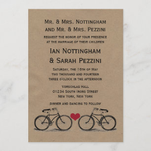 Vintage Bicycle Wedding bjudits in Inbjudningar