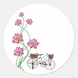 Vintage Bicycle with Flowers Clip Art Runt Klistermärke