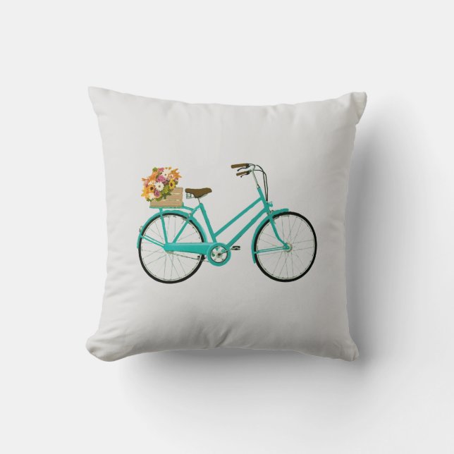 Vintage Bicycle with Flowers Turcos Pillow Kudde (Framsida)