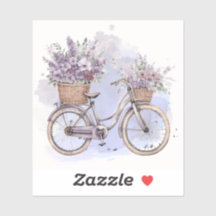 Vintage Bicycle with Flowers - Watercolor