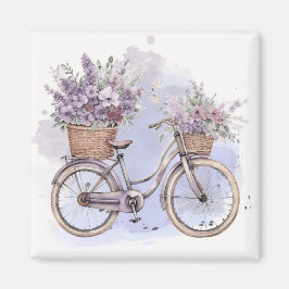 Vintage Bicycle with Flowers - Watercolor Magnet