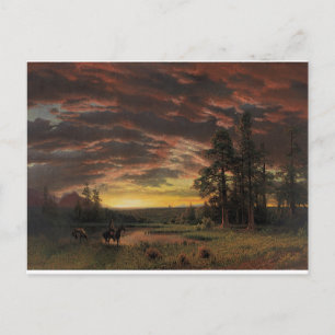 Vintage Bierstadt Painting kväll på Prairie Vykort