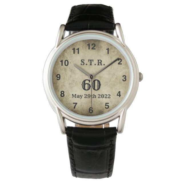 Vintage Big 60th Initials Ur Armbandsur (Framsida)