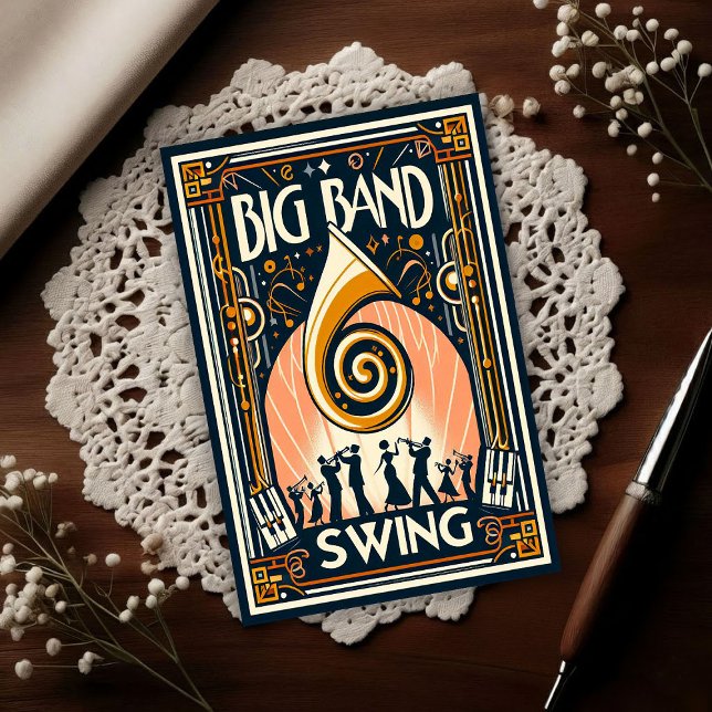 Vintage Big Band Swingdans Vykort (Skapare uppladdad)