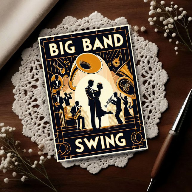Vintage Big Band Swingdans  Vykort (Skapare uppladdad)
