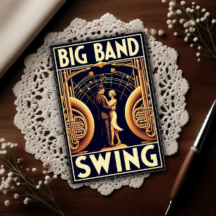 Vintage Big Band Swingdansaffisch Vykort
