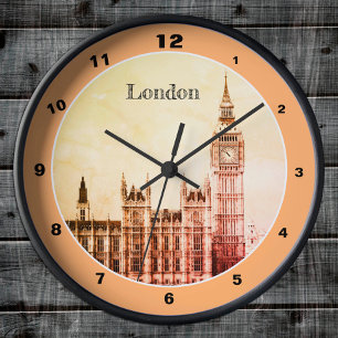Vintage Big Ben Clock Torn & London, Westminster Rund Klocka
