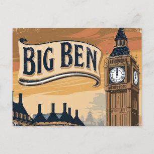 Vintage Big Ben Travel Helg Vykort