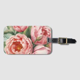 Vintage Big Pink Flowers Bagagebricka